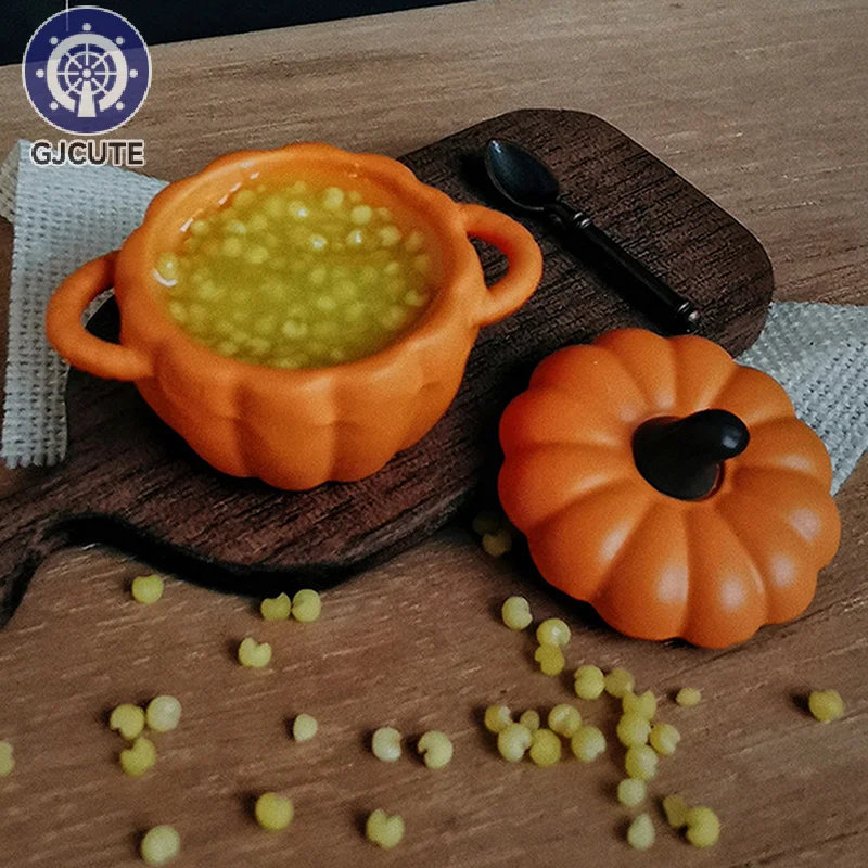 ตุ๊กตามินิฟักทองซุปหม้อจําลอง Millet โจ๊ก Miniature บ้านตุ๊กตาห้องครัวอุปกรณ์ตกแต่งฮาโลวีน