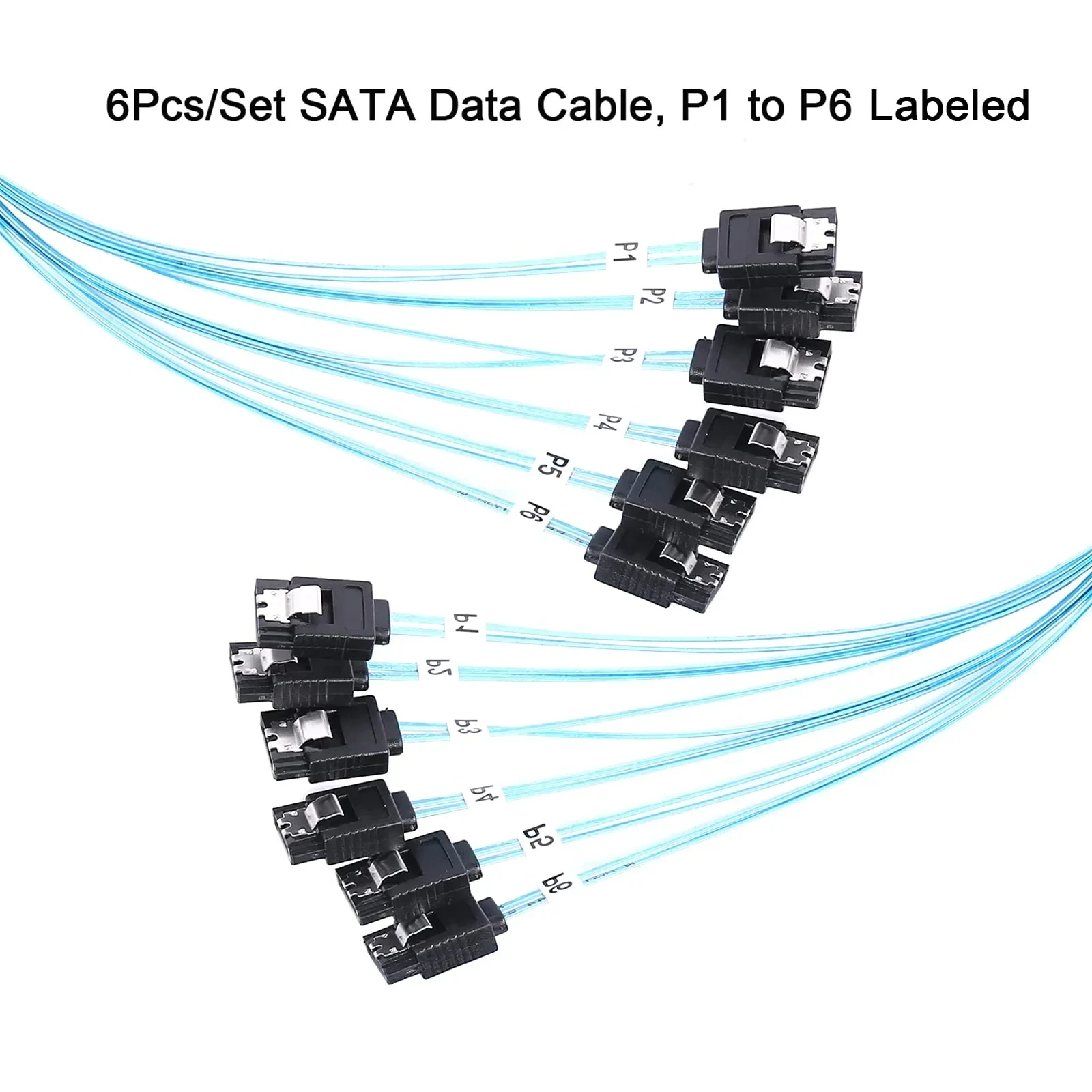 4/6/8Pcs Set 7 Pin SATA to 7 Pin SAS Cable12Gbps High-Speed Data Transfer SATA 3.0HDD Cable for Server NAS PC - 6 Ports per Set
