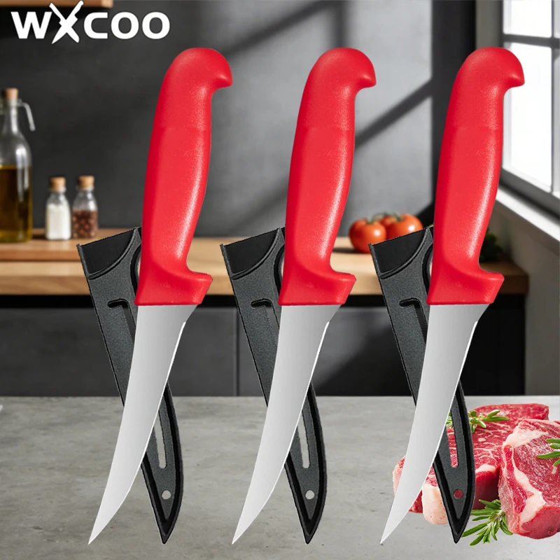WXCOO Edelstahl Fischfiletmesser Kochmesser für Fleisch, Gemüse, Obst und Entbeinen Küchenzubehör