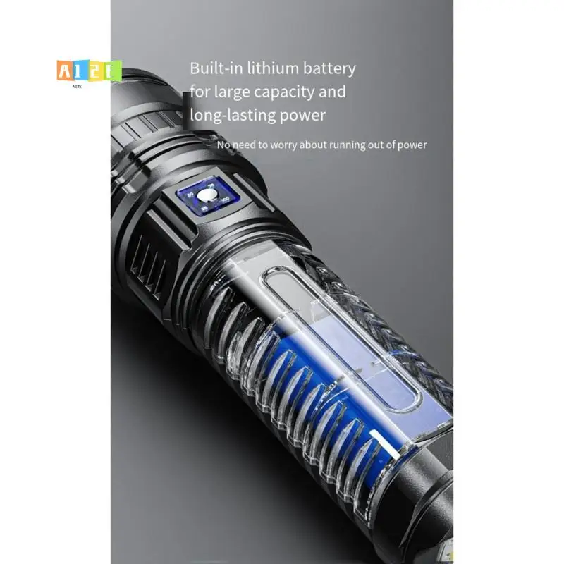 A12E-Aluminum Alloy Rechargeable LED Flashlight With Dual Light Source And Magnetic Base, Long Battery Life