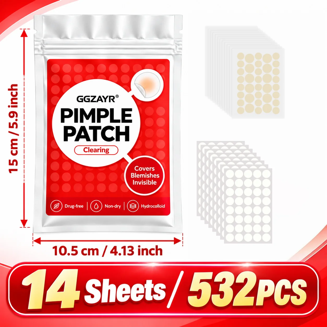 532PCS Hydrocolloid Pimple Patch Sheets Invisible Round Stickers Clear Face Care Adhesive Patch Bulk Beauty Set - view 6