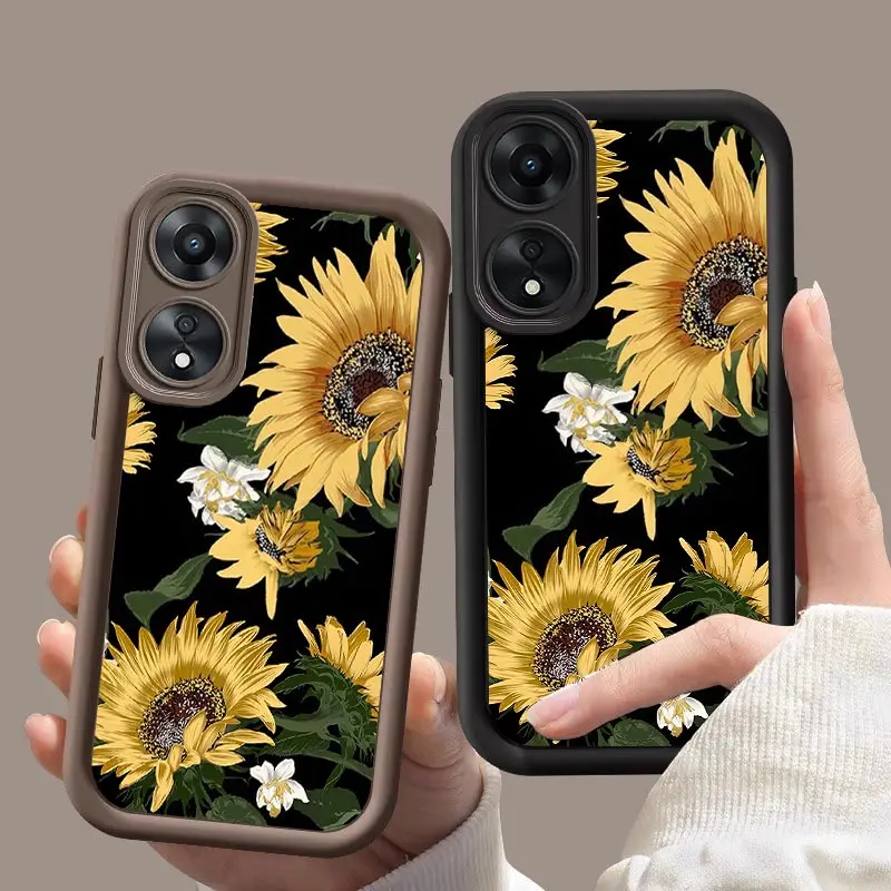 A78 Sunflower Phone Case For OPPO A98 A96 A95 A94 A93 A92 A91 A83 A79 A77 A76 A74 A73 A72 A58 A57 A55 Shockproof Cover