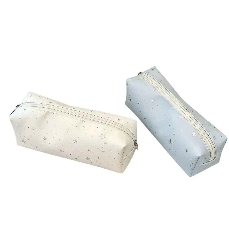Canvas Pencil Case Fashion Bow Print Large Capacity Durable Smooth Zipper for Students Art Drawing Pen Storage Bag