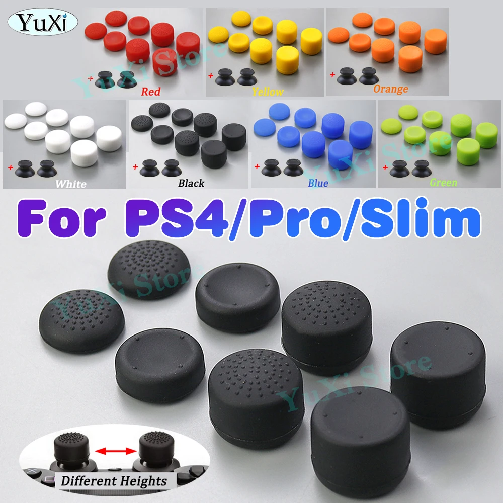 8Pcs Analog Thumb Stick Grip Cap for PS4 Pro Slim Controller Silicone Height Joystick Thumbsticks Cover Gamepad Accessories