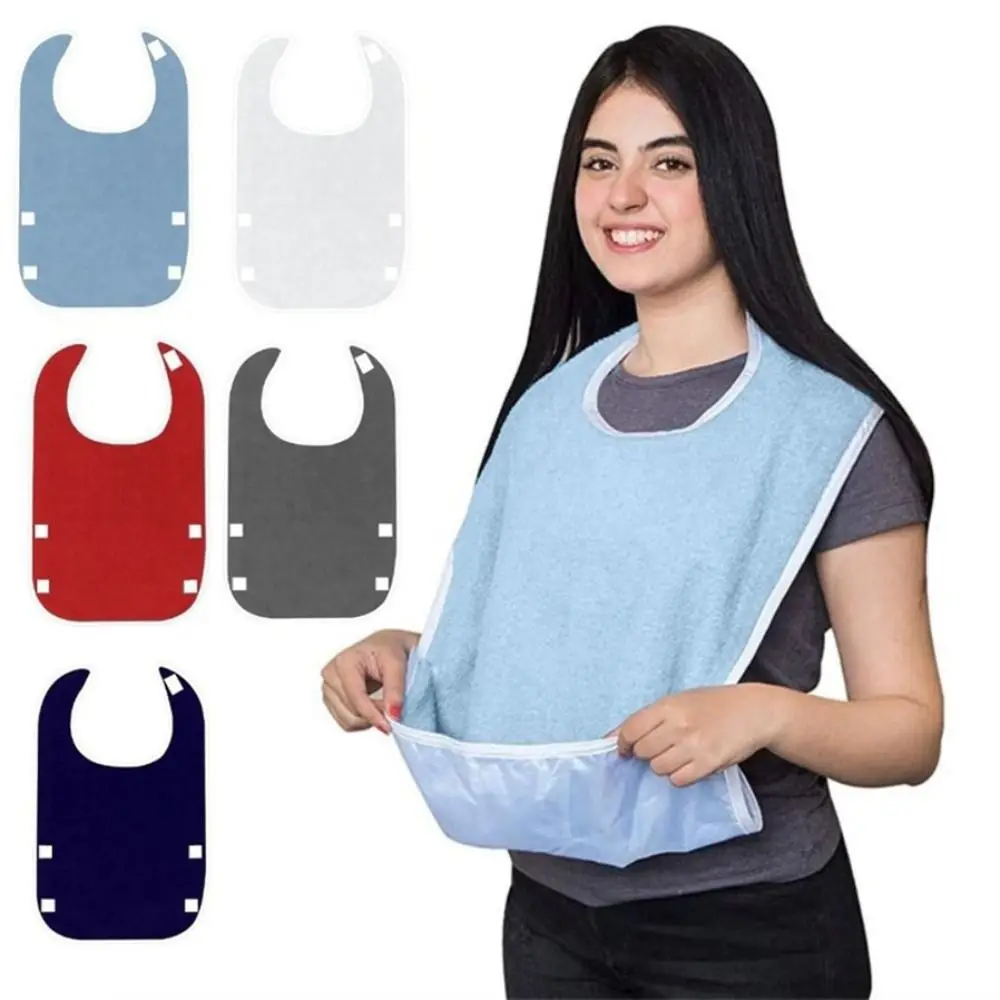 Anti-oil Elderly Bib Pocket Style Stain Resistant Eating Assistance Bib Soft Washable Saliva Towel for Elderly Men and Women