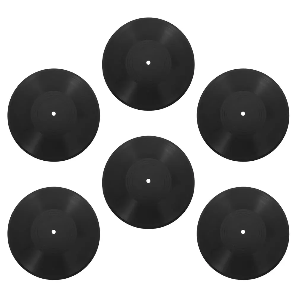 

6 Pcs Records Decoration for Bedroom Living Wall Home Music Studio Blank Albums Plastic Stickers Record Party Disco