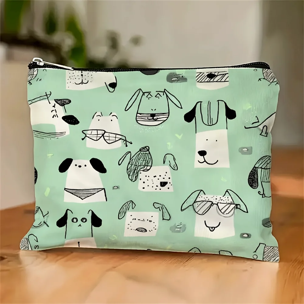 

A Dog Print Makeup Bag- Multifunctional Zipper Pouch, Jewelry Storage Bag, Perfect Travel Zipper Small Storage Bag.