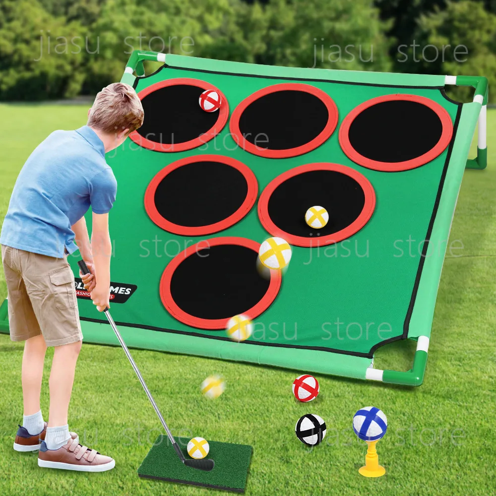 Indoor Outdoor Golf Practice Game Mat Target Board with Bracket Family Parent Child Interactive Sport Toy