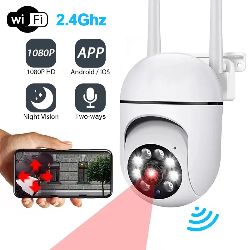 Wall-WiFi Camera 1080P HD Night Vision 2.4Ghz Hotspot Rotate Anti-theft Monitor Security Surveillance Smart Camera for Phone APP