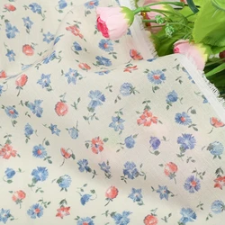 Thin Light Soft Cotton Fabric with Retro Flower Print, Handmade DIY Garment Dress, Children Cloth, Sewing Tissue, CR-1749