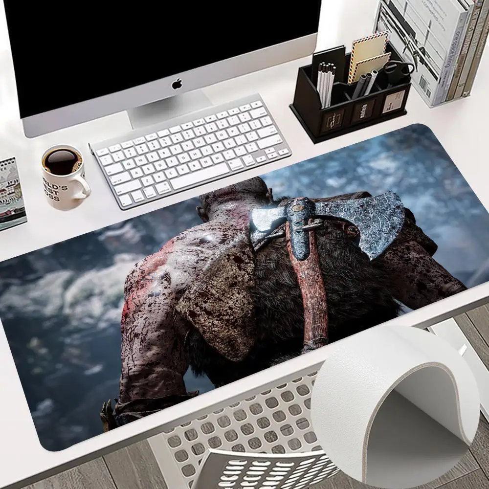 G-God of W-War Mouse Pad 900x400mm Keyboard PC Desk Pads HD Printing Computer Double Sided Leather valorant Non-slip PU Mouse Pa