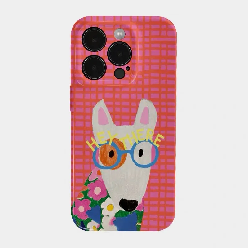 

Pink Striped Eyed Puppy Phone Case for IPHONE 17 Air 16E 15 PROMAX 14 Plus 13 12 MINI 11 PRO 16Plus XR XS SE Acrylic Phone Cover