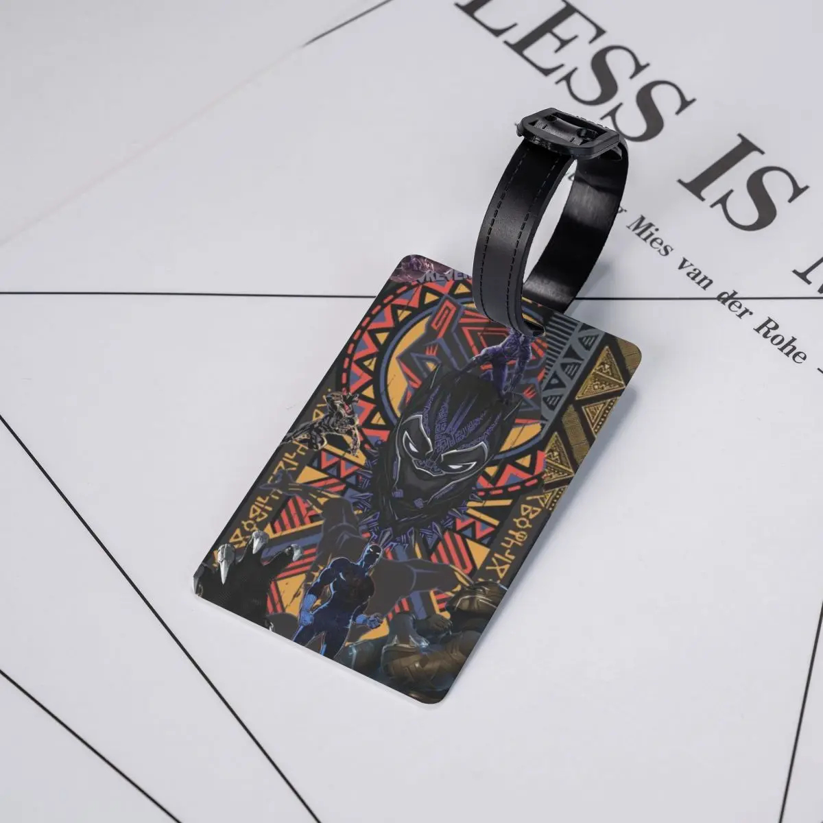 Custom Black Panther Comic Luggage Tag Privacy Protection Anime Wallpaper Baggage Tags Travel Bag Labels Suitcase
