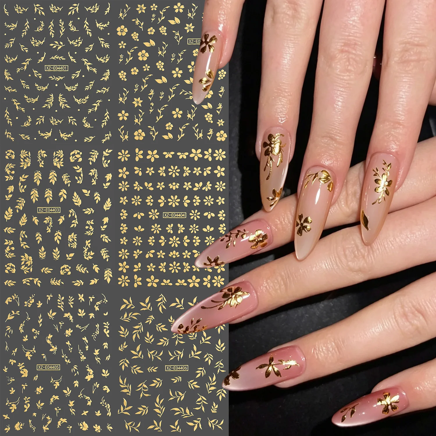 6 Vellen 3D Metallic Gouden Bl - Nail Art Quotes recensie en prijs