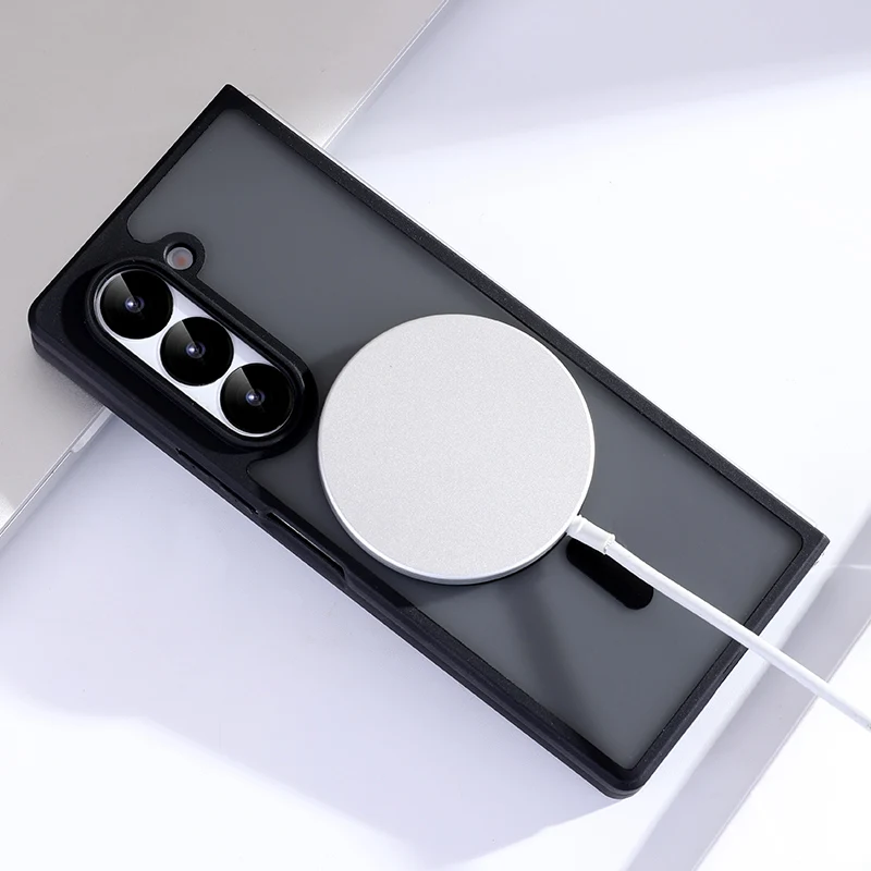 For Samsung Galaxy Z Fold 4 5 6 For Magsafe Case Translucent Folding Shockproof Wireless Charging Magnetic Shockproof Hard Cover