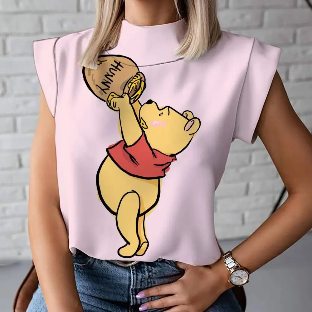 Summer explosion female T-shirt sleeveless top Winnie the Pooh cartoon Disney 2023 Harajuku street print loose all-match vest