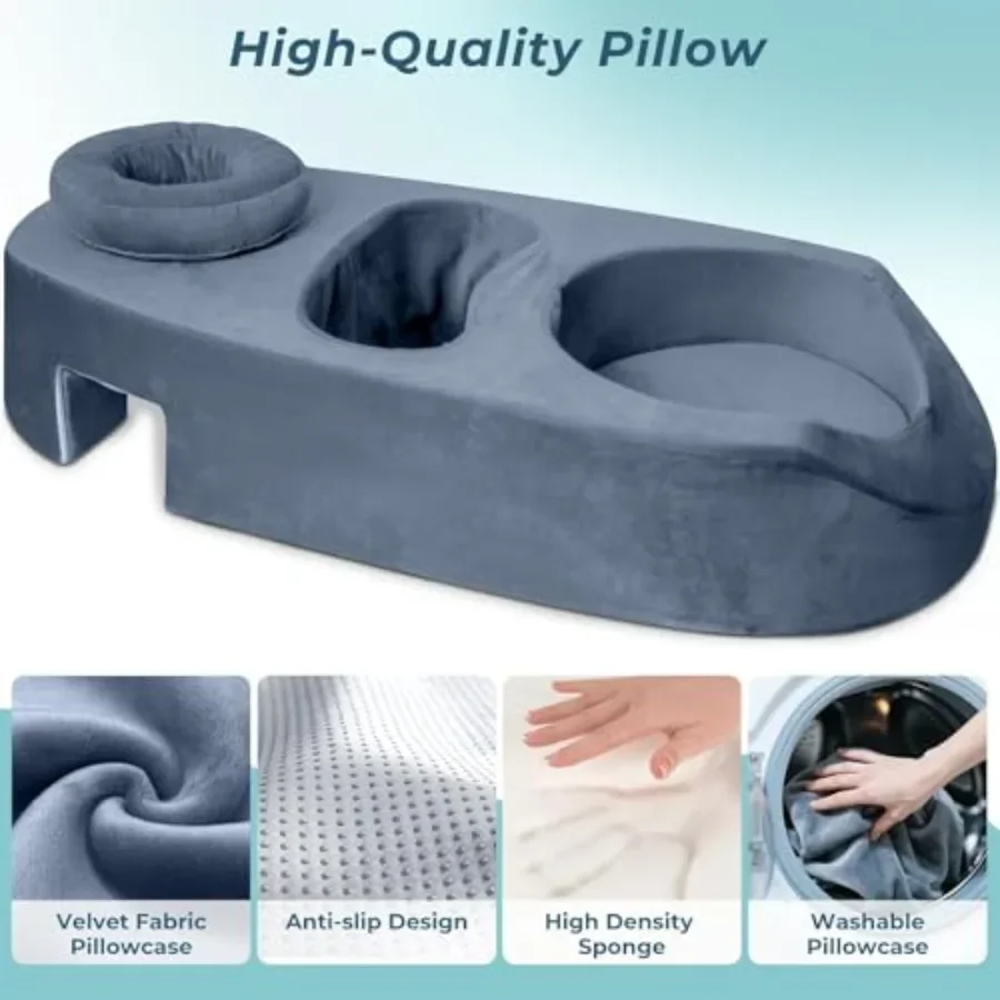 Maternity Pillow After Breast Surgery, Pregnancy Stomach, Gray,Pregnancy Massage Cushion and Headrest, Full Body Prenatal Bolster Release Lower Back Pain