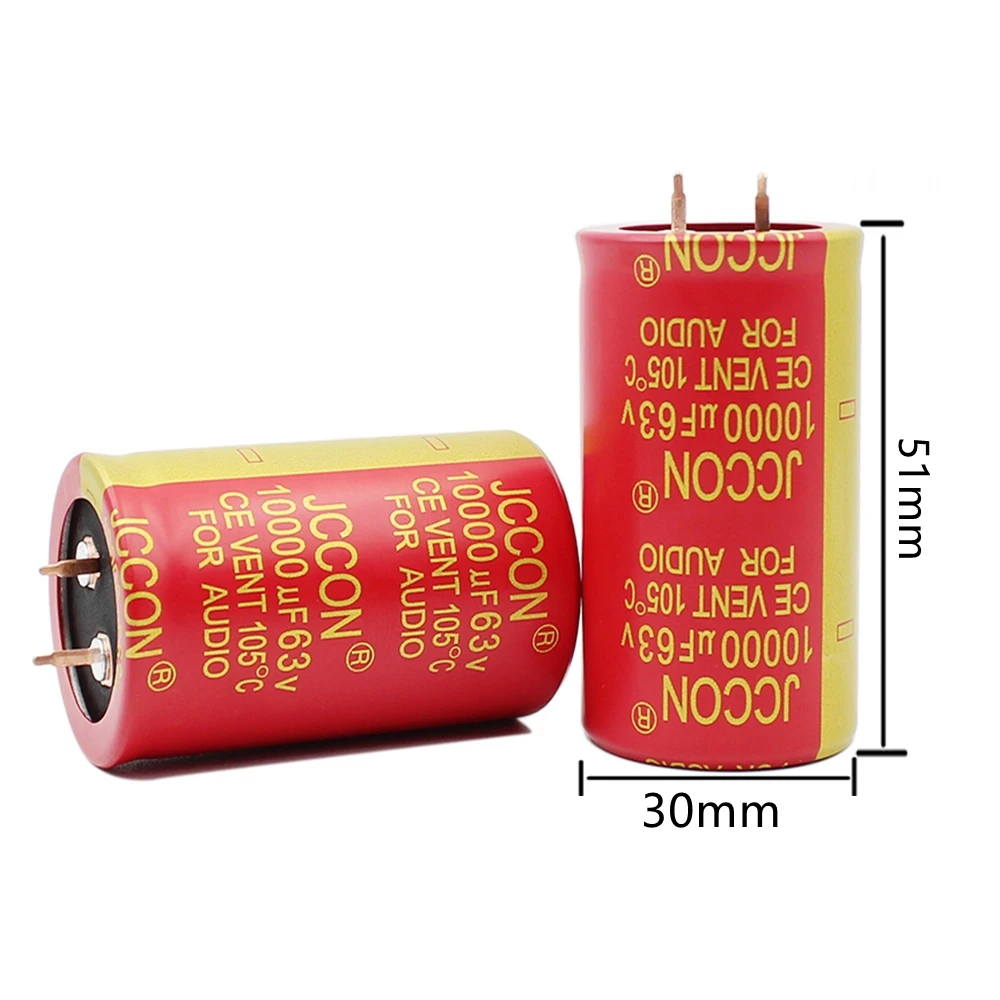 Imagem -04 - Jccon 63v10000uf 80v10000uf 100v10000uf Capacitor Eletrolítico de Áudio Robe Vermelho Amplificador de Alta Fidelidade Baixo Esr 10000uf 30x50 35x60 35x70 Pcs