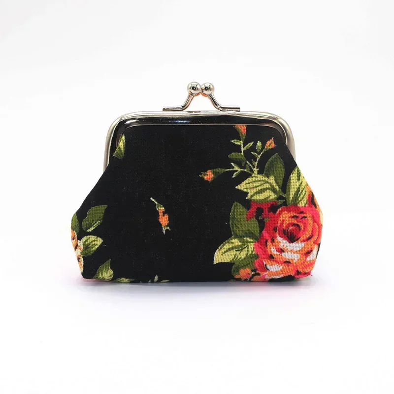 Xgnvpy-Mini monederos de lona de rosas para mujer, monedero Floral elegante, Mini monedero con broche para mujer y niña, bolsa para cambio de dinero, llavero