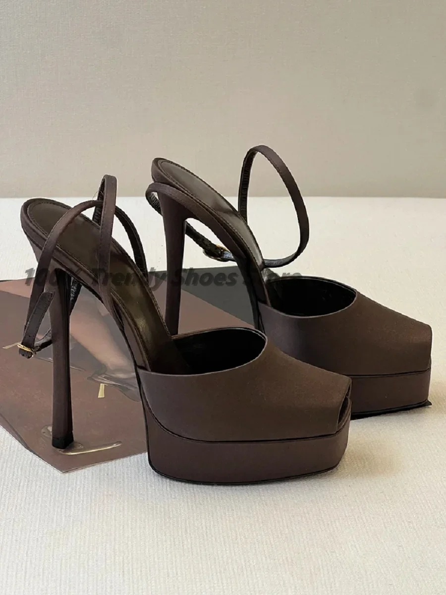 European and American Fish Mouth Thin Heel Waterproof Platform High Heels Women\'s New Style Spicy Girl Sexy Buckle Sandals