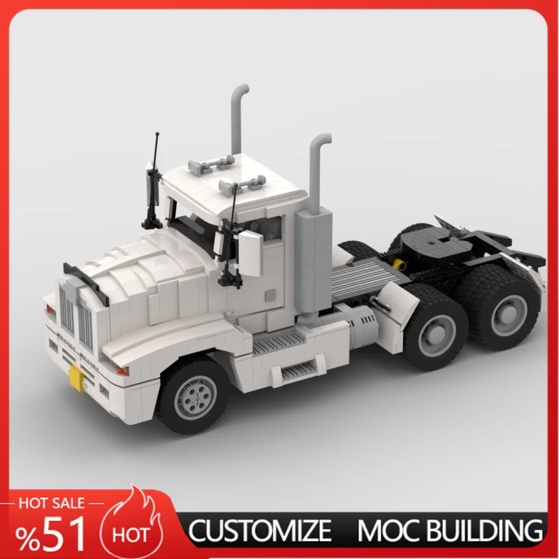 

1899 PCS White Technical Semi Truck Tractor MOC Vehicle DIY Blocks Set Educational Birthday Gift Hobby Collection Display Decor