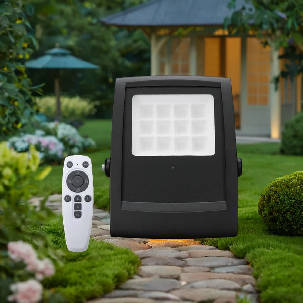 LifePO4 100W Solar LED Flood Light Outdoor Black Housing with Remote Control Aluminum Lamp Body Rohs Certified