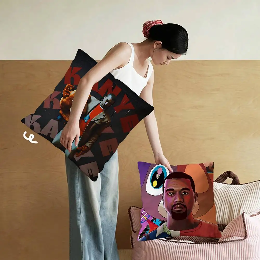 Classic Rapper K-Kanye W-West Y-Ye Pillow Covers  Sofa Decorative Home Double-sided Printing Short Plush Cute Cushion Cover