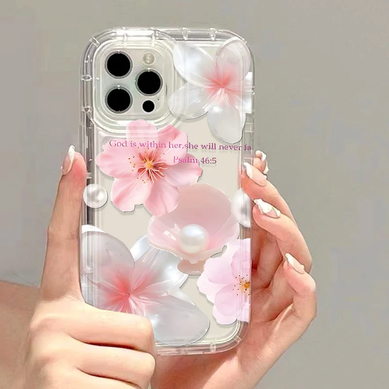 Custodia per telefono trasparente per iPhone 16 Pro 17 11 13 15 12 14 Pro Max 17 Air 16E XR 7 8 Plus SE 2022 Cover antiurto fiore di giglio blu