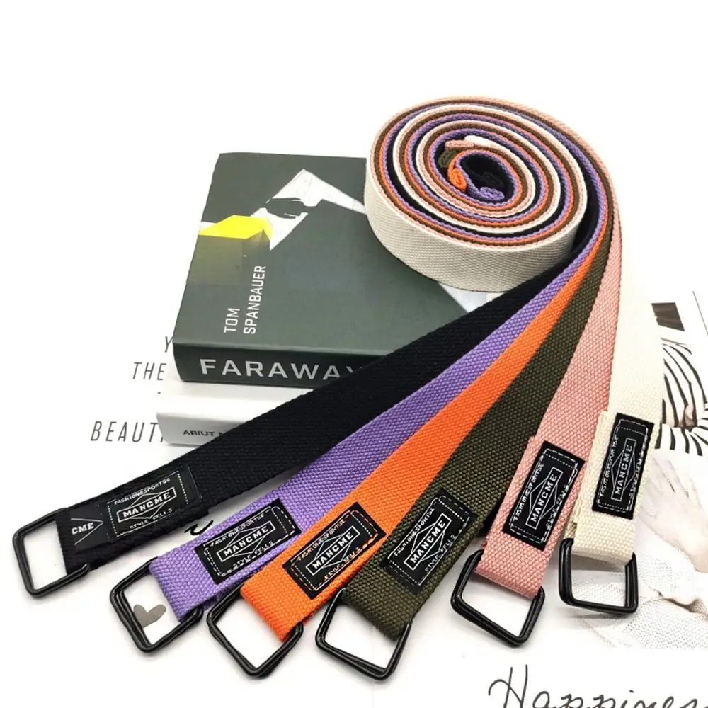 

Fashion Design Square Buckle Harajuku Style Double Ring Canvas Belt Adjustable Waistband Women Waist Belt Corset Belt