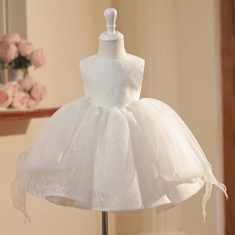 

Luxury Kids Dresses For birthday Party Wedding Children Gown baby Baptismal white lace Dress Girls vestidos de fiesta de noche