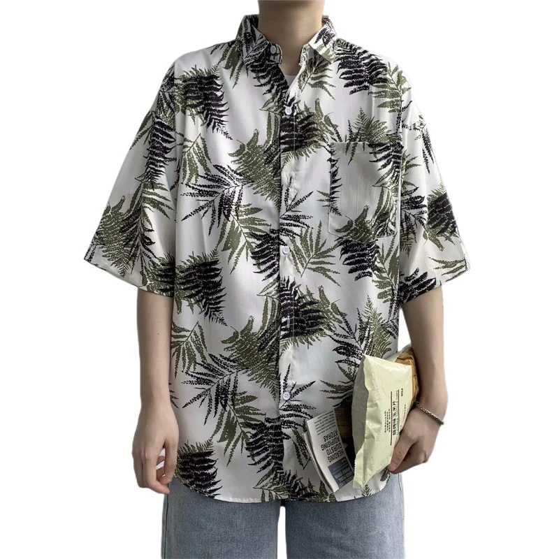 Summer Casual Hawaiian 3D Retro Tree Print Party Short Sleeve Shirt For Men Beach Streetwear Oversized Blouses Button Vacation