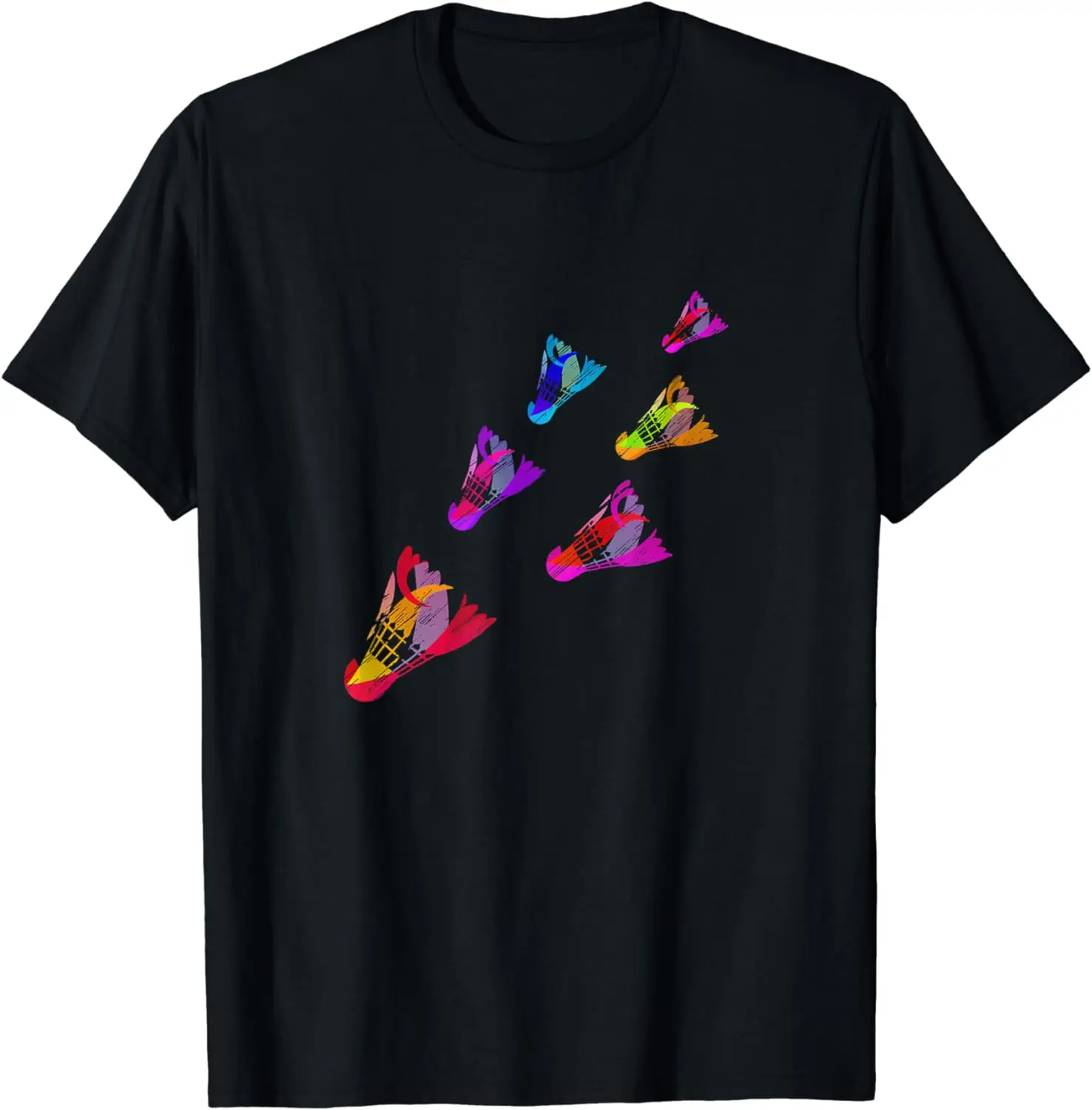 Colorful Badminton Shuttlecock Art Sports T-Shirt Funny Streetwear Graphic T Shirts  Men Clothing Tops Vintage T Shirt Camisas