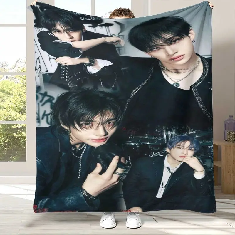 SK Korean B-Bangs C-Chans Star Chk Chk Boom Flannel Throw Blanket,Cozy Warm Blanket for Bed,Sofa,Living Room,Camping,Home Decor