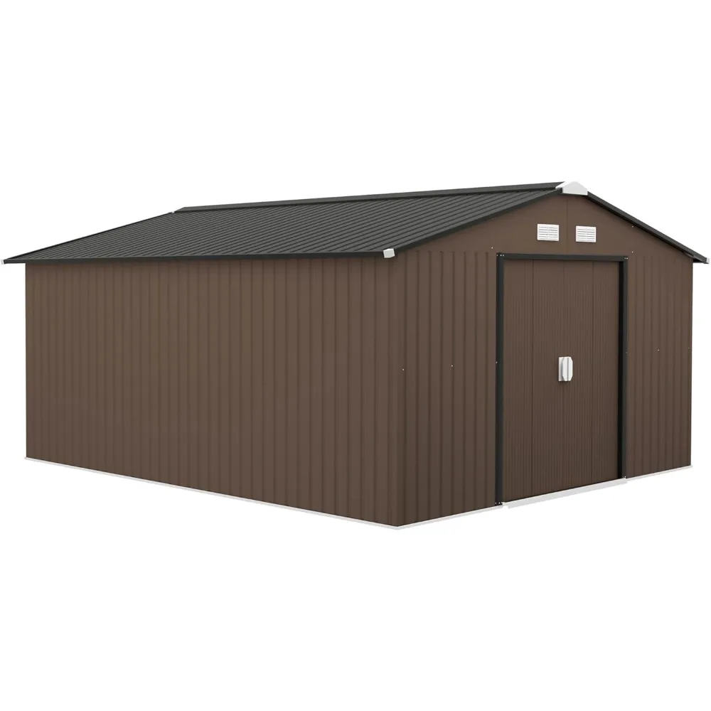 

11' x 13' Outdoor Storage Shed, Garden Tool House with Foundation Kit, 4 Vents and 2 Easy Sliding Doors for Backyard, Patio