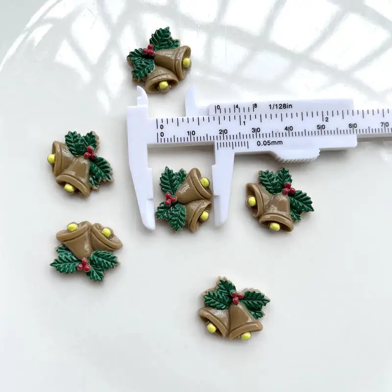 20 pz/lotto resina piatta posteriore glitter campana di natale 18mm * 20mm Cabochons capelli centro fiocco fai da te