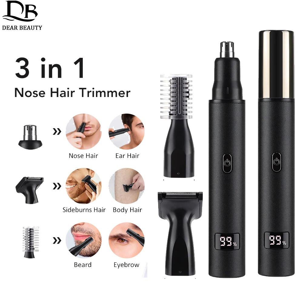 Electric Nose Hair Trimmer For Men Women Rechargeable 3 In 1 Nose Ear Hair Eyebrows Grooming Kit Painless Beard Trimmer Shaver