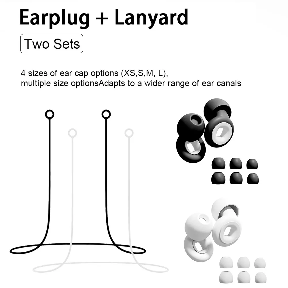 2Pairs Wear-Resistant Silicone Earplugs with Anti-Lost Rope Combo - Prevent Earplug Loss And Easy Prevention of Falling off