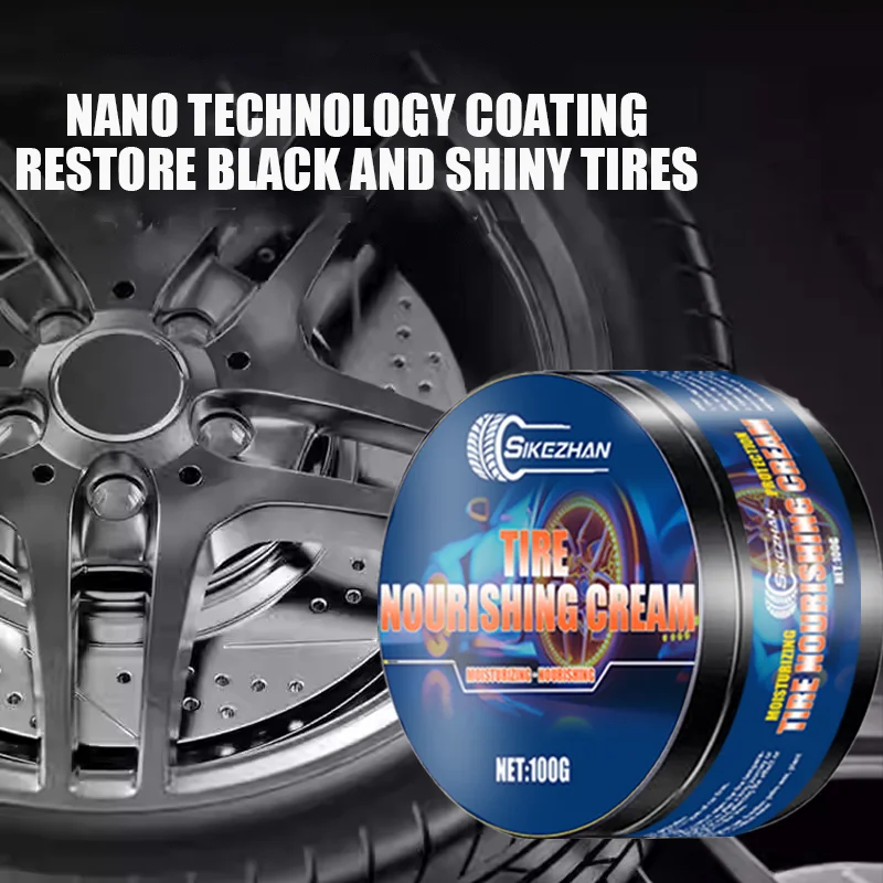100g Universal Tyre Gloss Paste Plastic Polishing Wax for Automobile Tyre Protection, Retreading, Anti-aging and Decontamination