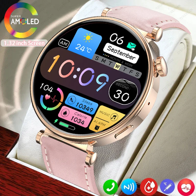 New AMOLED Smart Watch Women Always On Display Clock Bluetooth Call Voice Control Waterproof Smartwatch Woman For HUAWEI Xiaomi