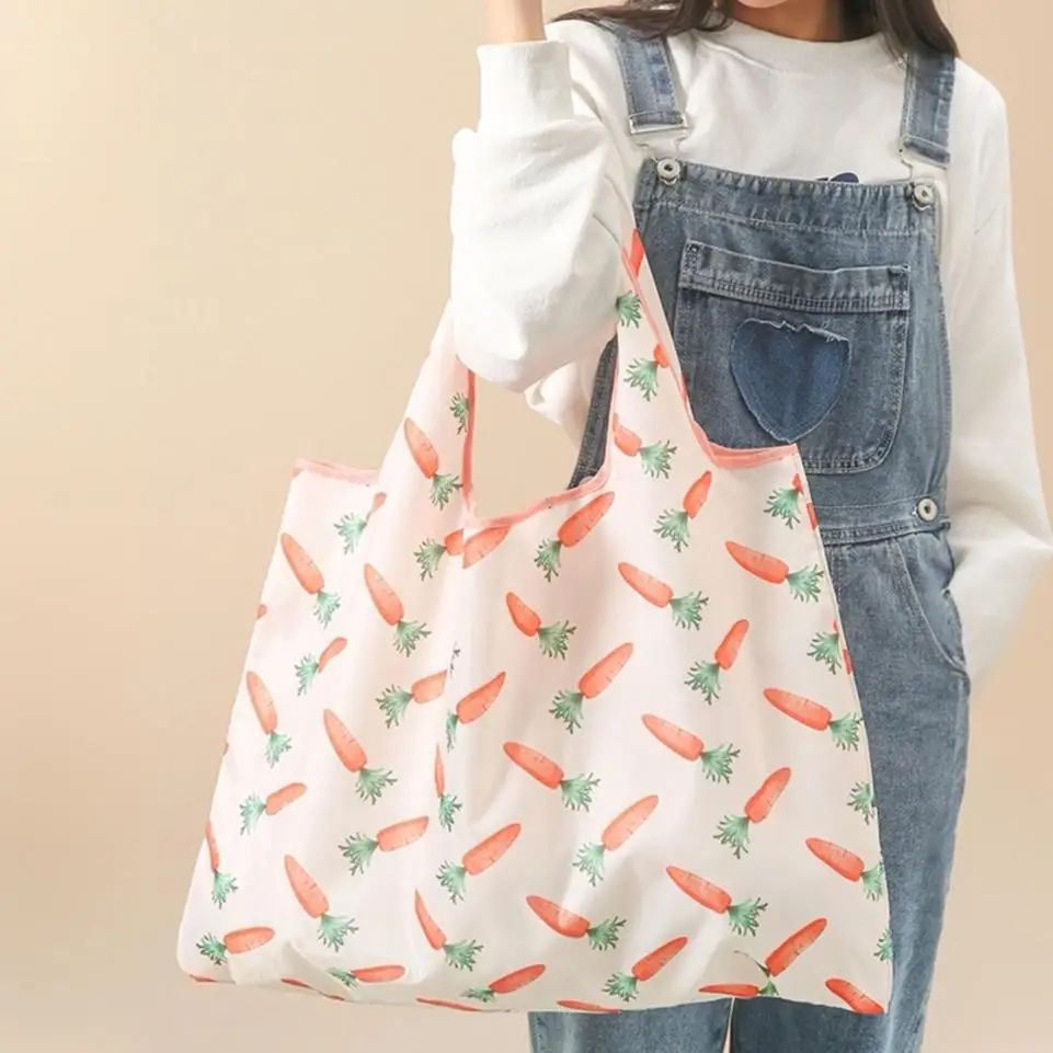 Eco-Friendly Foldable Large Capacity Cartoon Korean Style Shopping Bag Durable Storage Vegetable Buying Bag Portable Foldable...