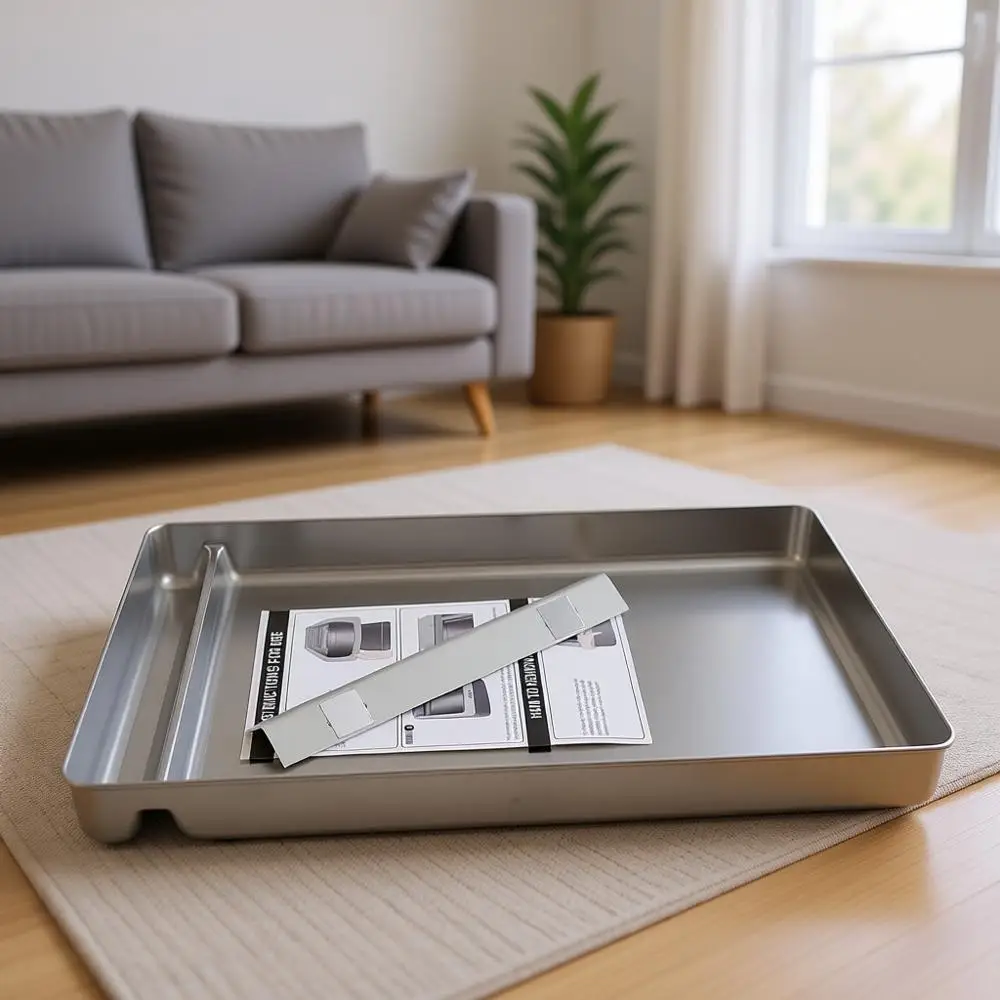 

Stainless Steel Reusable Litter Tray Compatible with Scoop-Free Self-Cleaning Cat Litter Boxes - Odor, Stain, and Rust Resistant