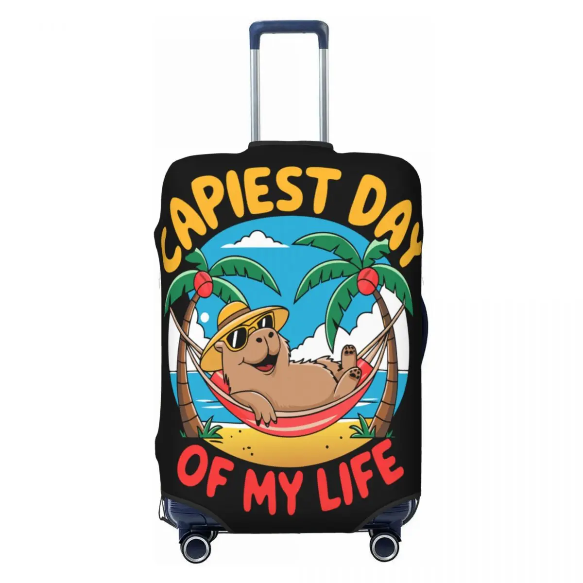 

Funny Capybara Travel Luggage Cover Washable Suitcase Cover Protector Fit 18-32 Inch