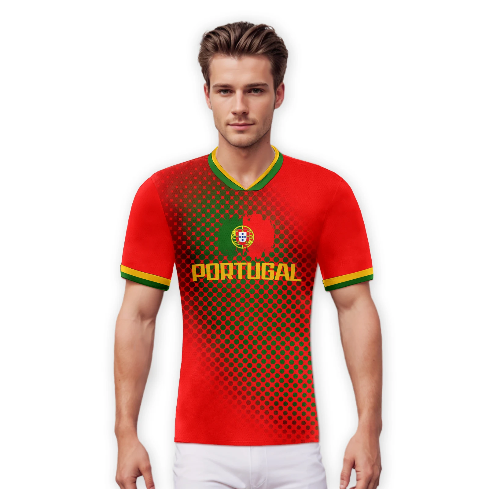 Custom Portugal Soccer Jersey for Men Women Kids Quick-Dry Football Shirt Personalized Name Number Soccer Team Shirts view 3
