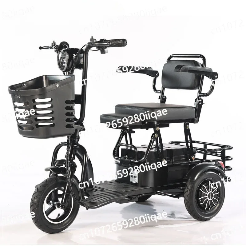 Folding electric three-wheel leisure transportation, electric wheelchair, battery car, disabled elderly rear drive