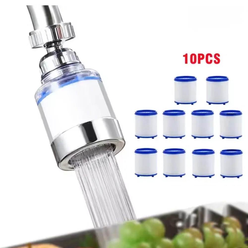 

10pc Kitchen Faucet Water Filter Pressurized Sink Filter Water Purifier 360° Tap Splash Proof Faucet Remove Chlorine Heavy Metal