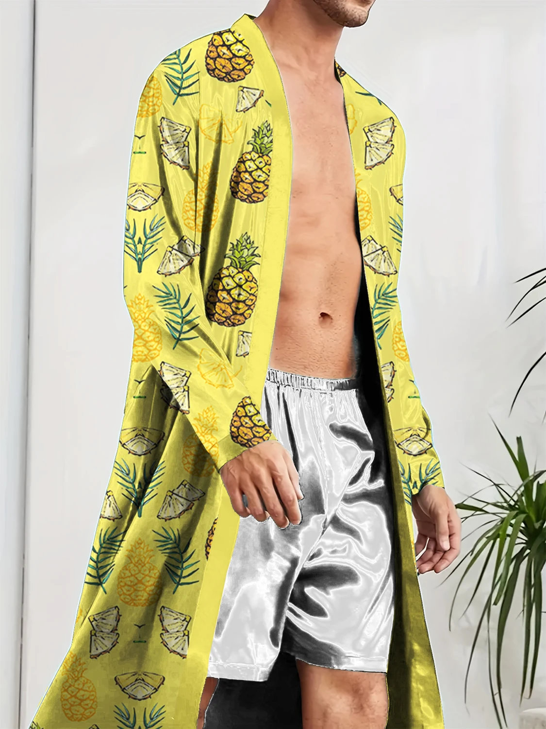 Men's Digital Printed Fun Sleeping Robe,Spring Autumn Home Long Nightgown Quick drying Leisure and Entertainment Shower robe.