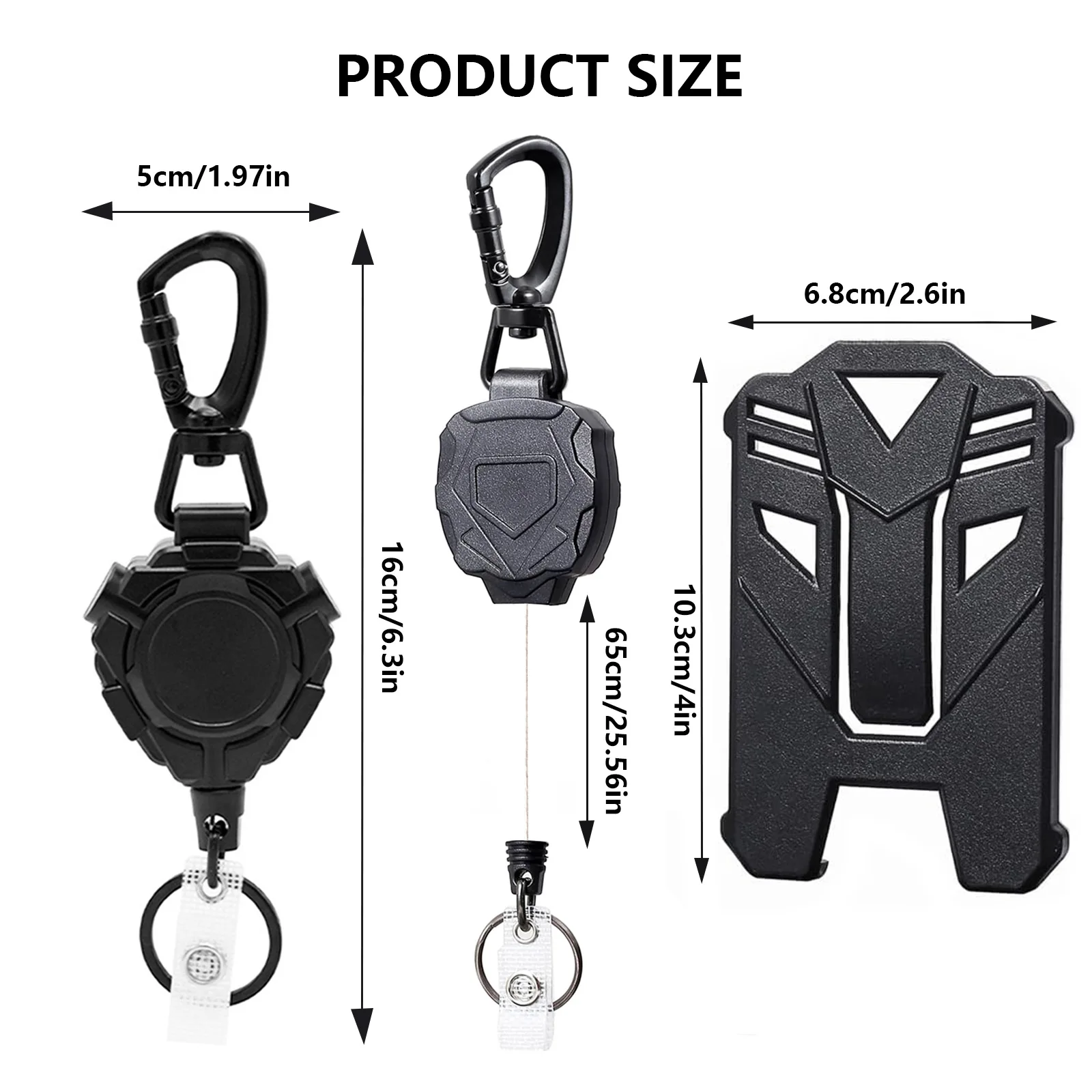 New Heavy Duty Retractable Badge Holder Carabiner  Id Badge Holder For Hiking Anti-Theft Keychain Anti-Lost Tactical Card Holder