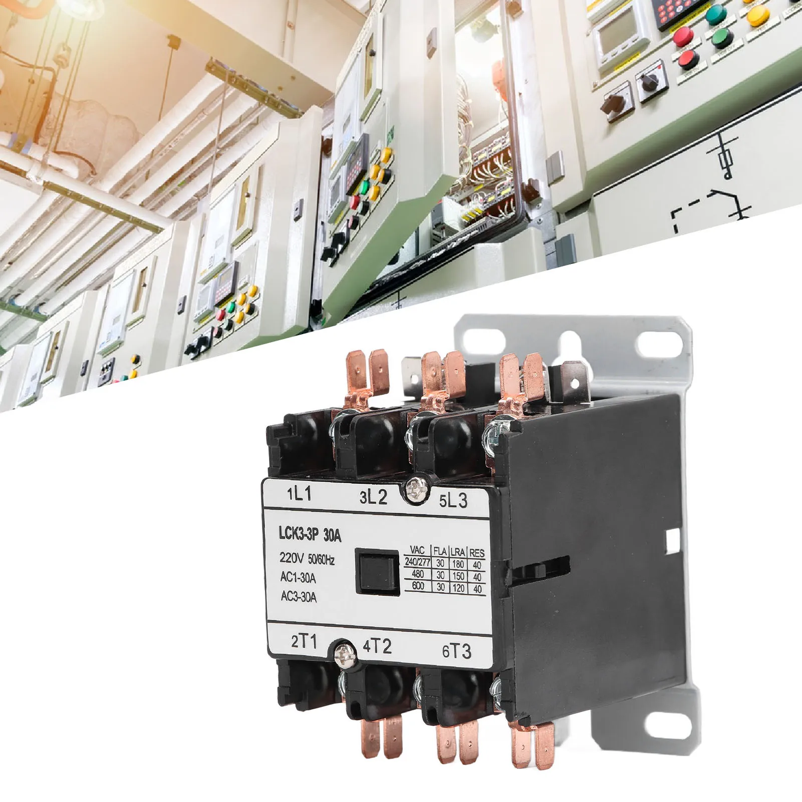 Circuit Contactor Power Supplies LCK3 3P 30A AC Contactor Heat Resistant PP Shell Silver Alloy Contact Air Conditioner Contactor