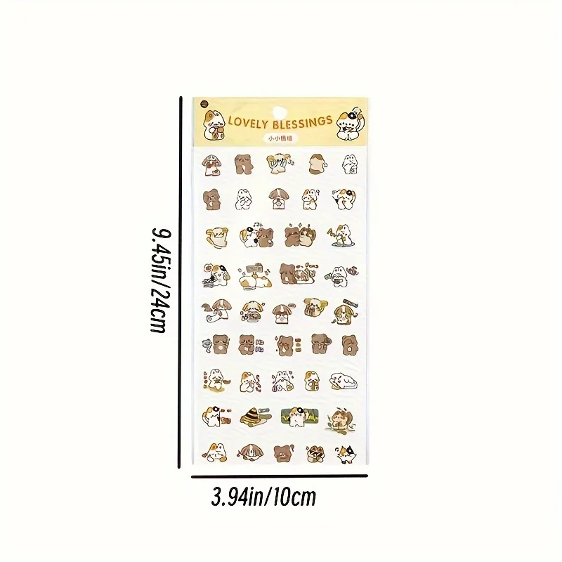 Cute Cartoon Animal Paper Stickers, Material decorativo para colagem Scrapbooking, DIY Journaling, 1 folha