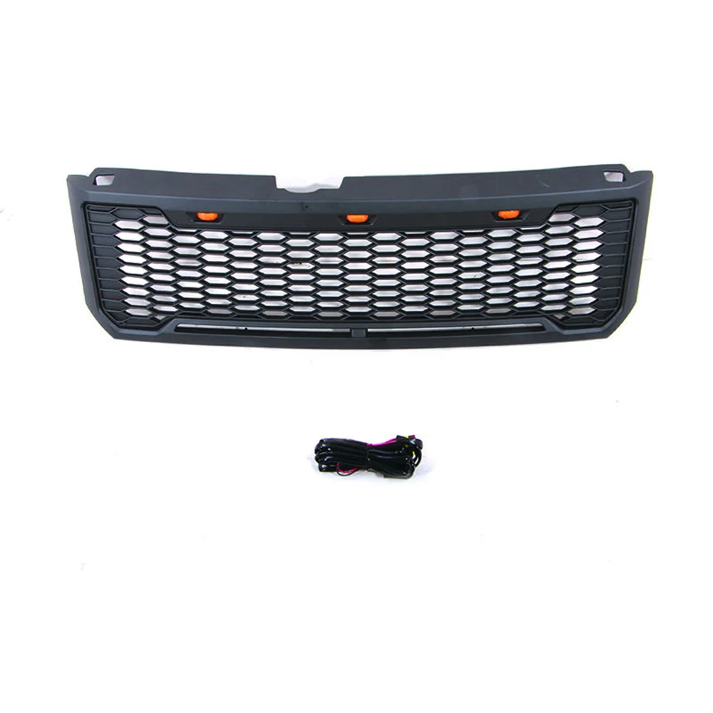 For Ford kuga Escape 2008-2012 With LED Light Upper Mesh Grill Raptor Style Matte Black Or Grey Modified Front Grille Hood Fit